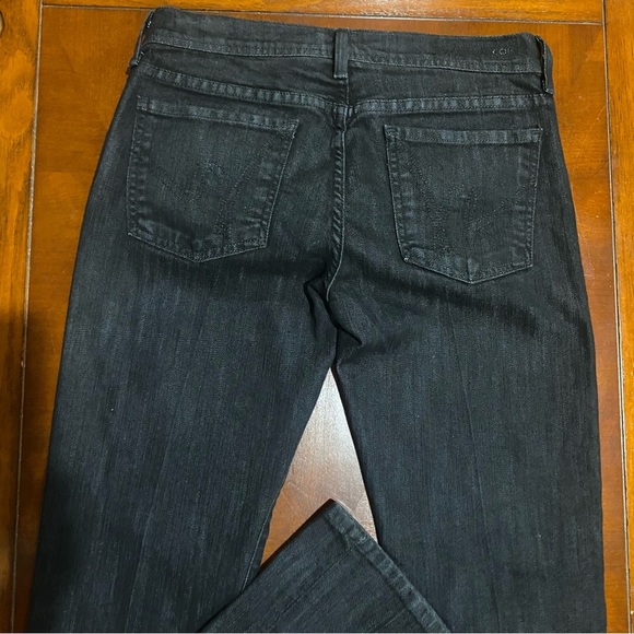 CITIZENS OF HUMANITY AVA #142 STRETCH LOW-WAIST STRAIGHT LEG BLACK WASHED JEANS - Picture 5 of 15